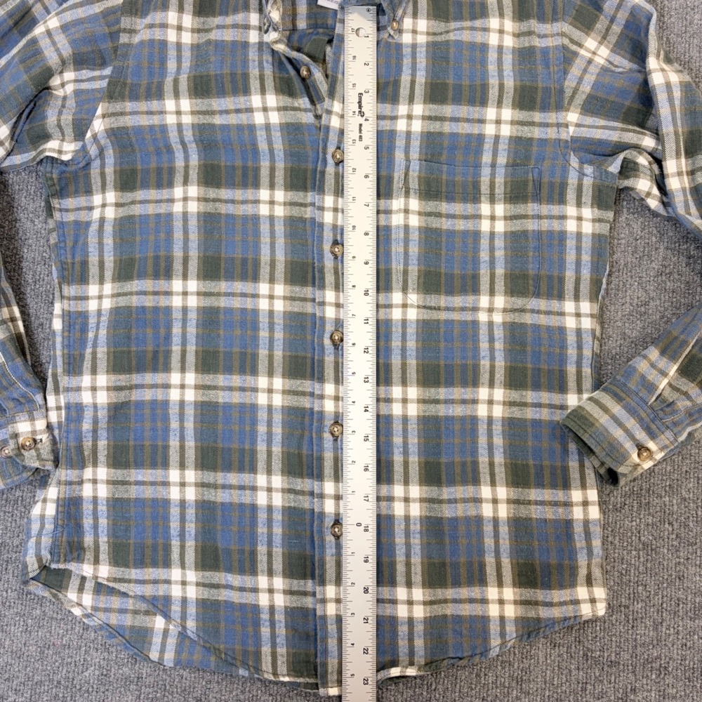 Cambridge Classics Mens Small Blue Green Plaid Flannel Button Down Shirt Cotton - Picture 10 of 11